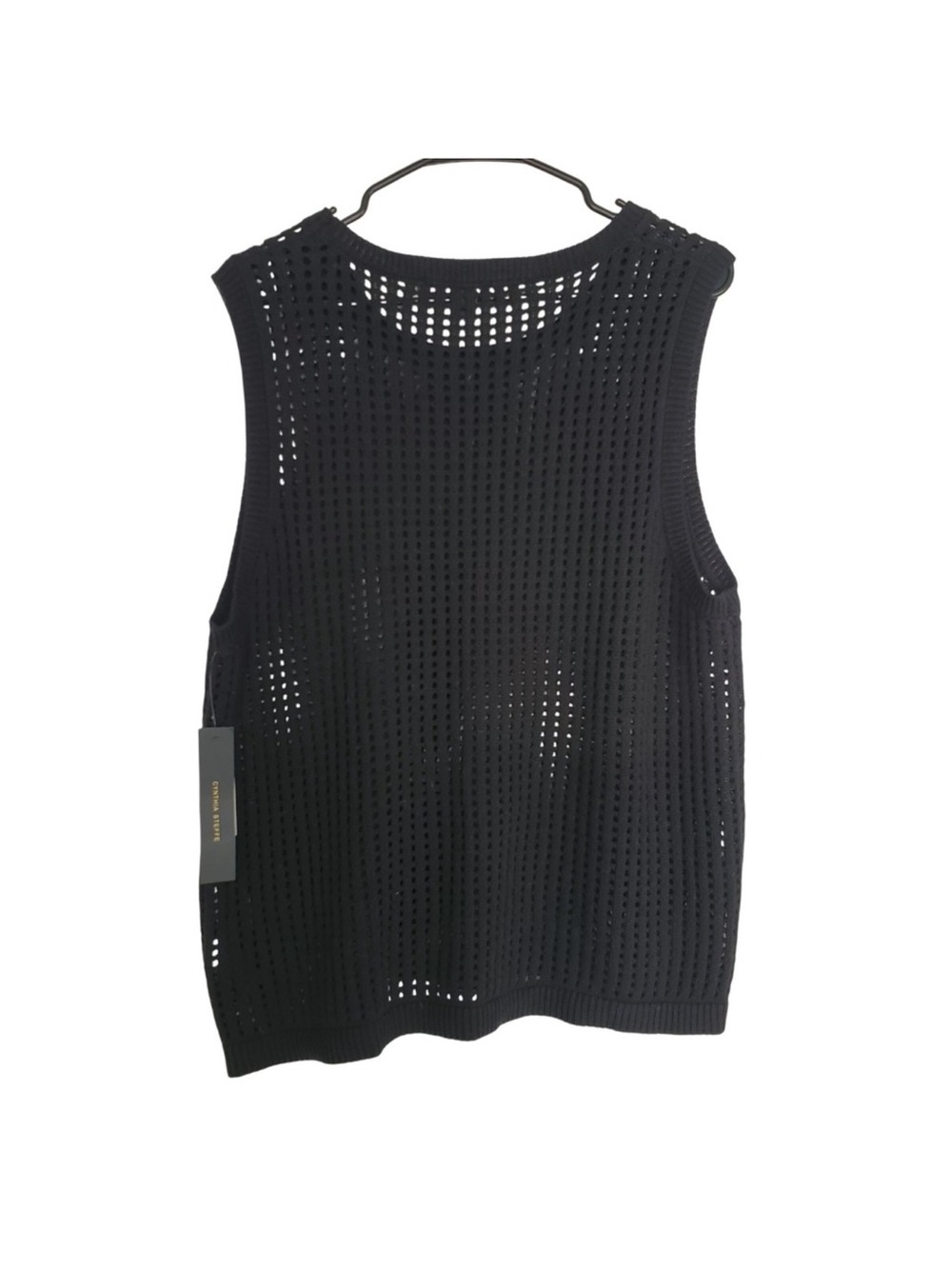 Cynthia Steffe Cotton Open Weave Sweater Vest Black XL